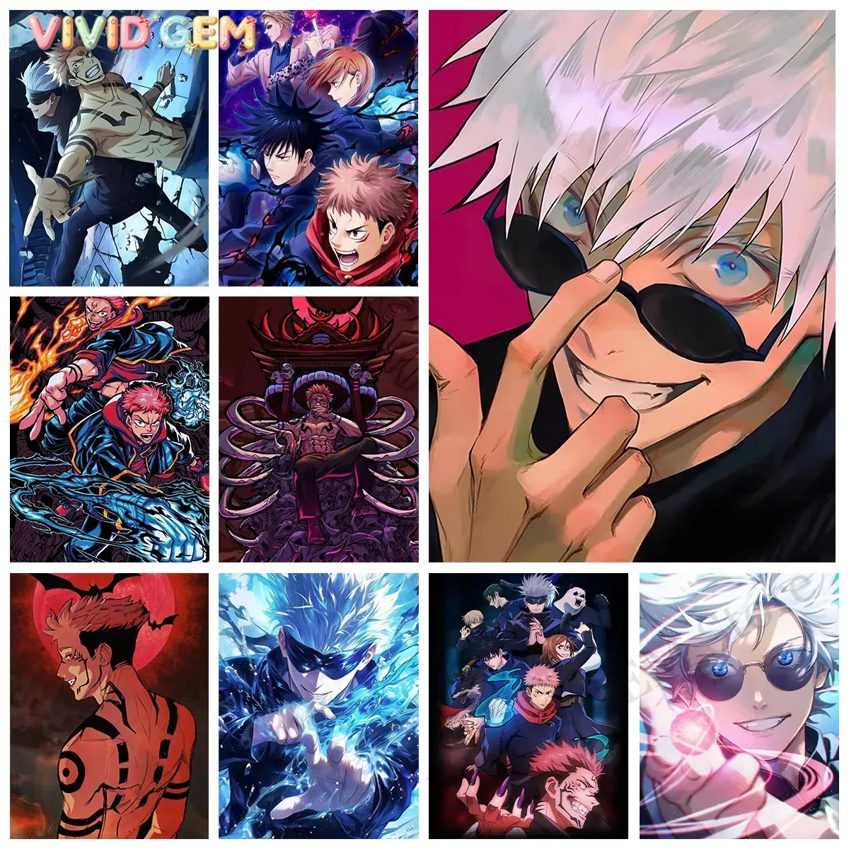 Photo Mosaic Print - VIVID GEM 다이아몬드 페인팅 Jujutsu Kaisen