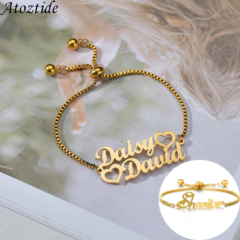 Personalized Name Box - Atoztide 사용자 정의 1-2 이름 팔찌