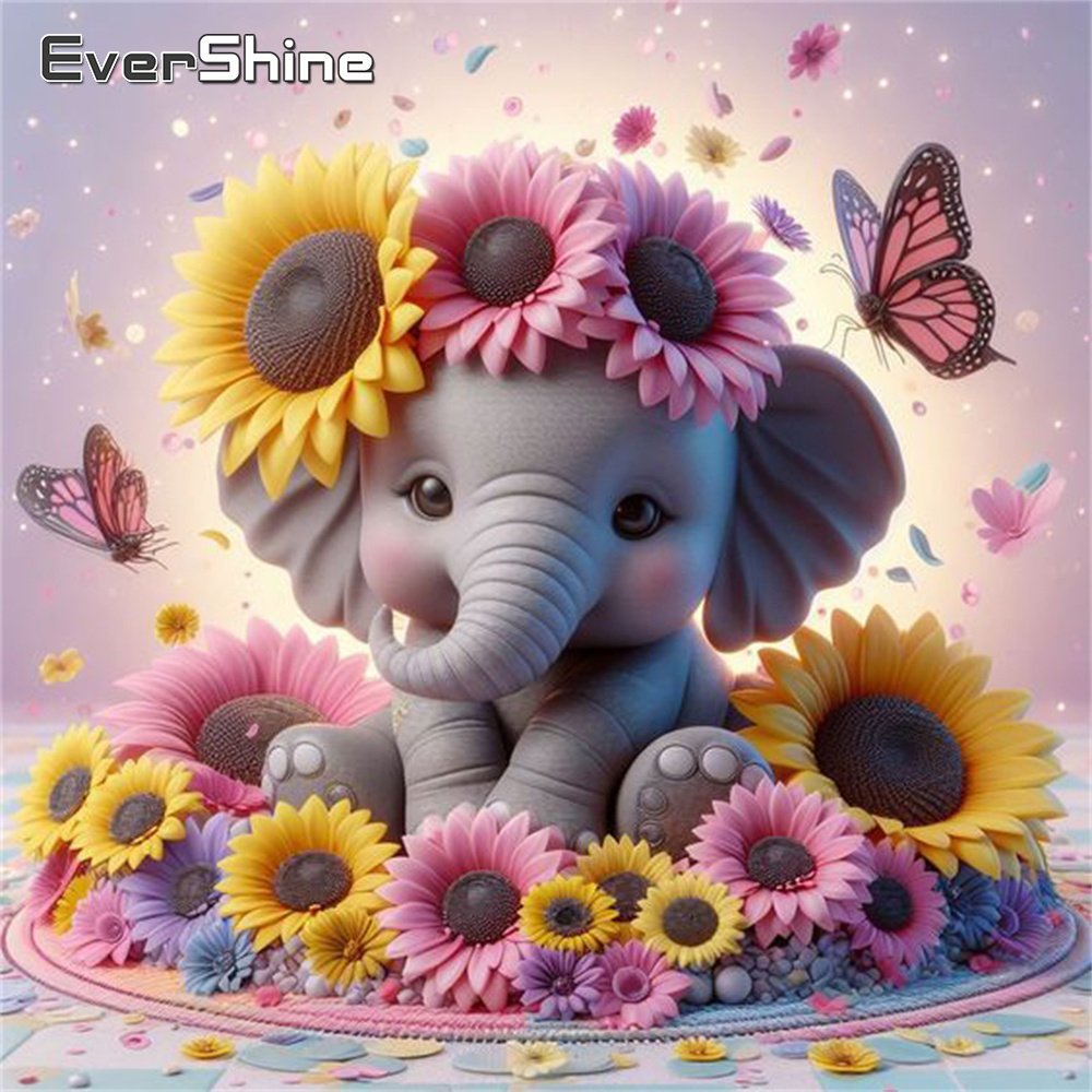Photo Mosaic Print - Evershine 코끼리 다이아몬드 그림 동물 크로스