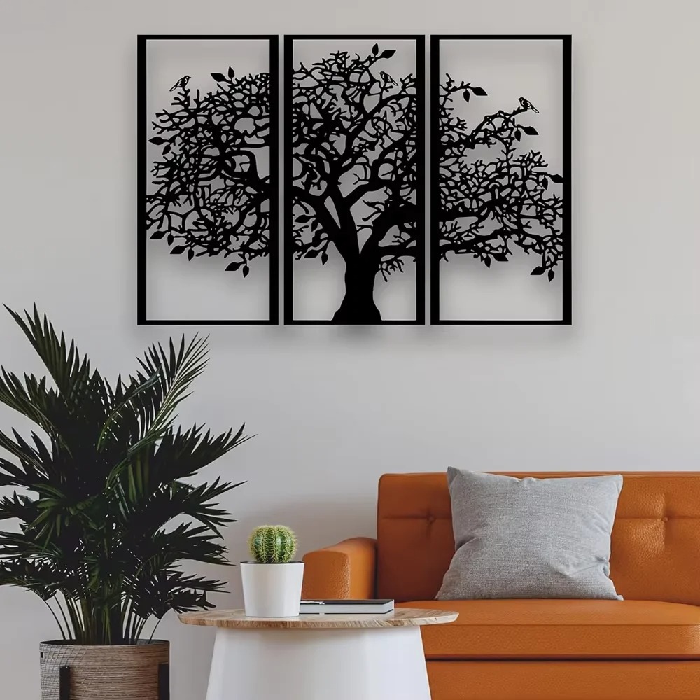 Family Tree Print - 3개 가족 나무 금속 벽 장식