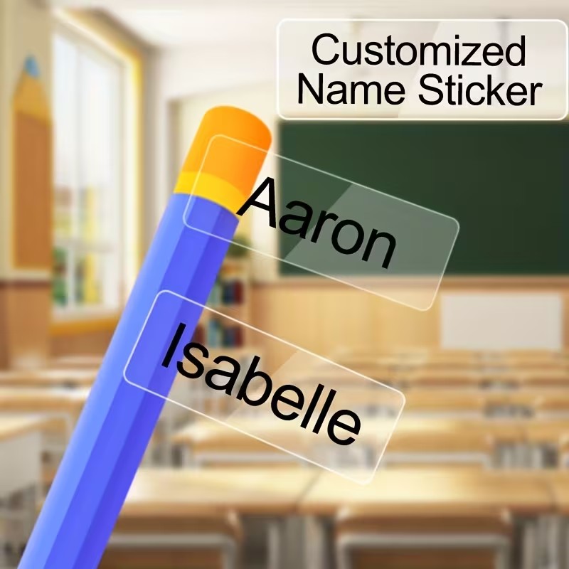 Personalized Name Box - 자체 접착식 맞춤형 이름표, 텍스트/숫자 표시,