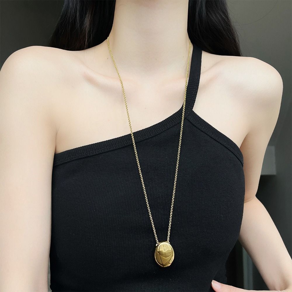 여성용 타원형 펜던트 스테인레스 스틸 긴 목걸이, 스웨 - Birth Flower Necklace 리뷰 및 가격
