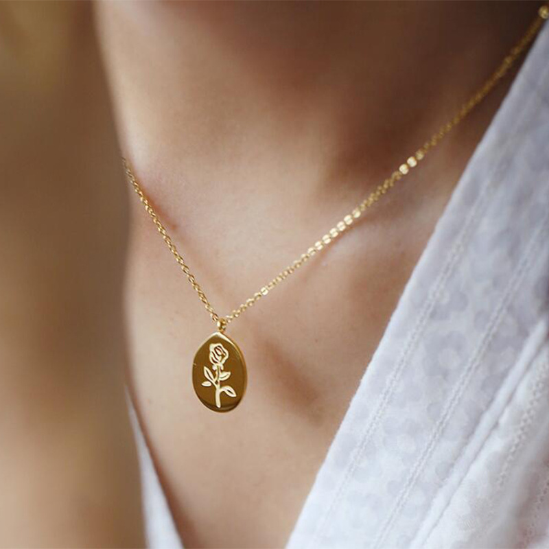 스테인레스 스틸 목걸이 여성 장미 꽃 문신 초커 펜던트 - Birth Flower Necklace 리뷰 및 가격