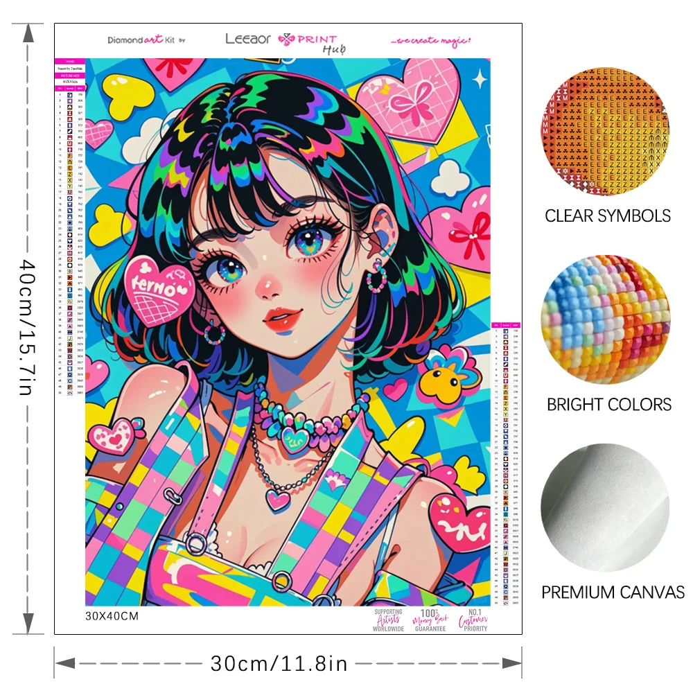 2024년 신제품 다이아몬드 페인팅 네온 만화 소녀 다 - Photo Mosaic Print 리뷰 및 가격