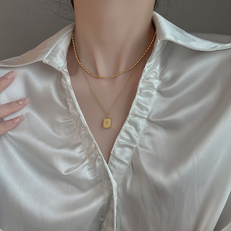 ANENJERY 316L 스테인레스 스틸 더블 레이어  - Birth Flower Necklace 리뷰 및 가격
