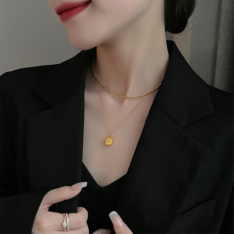 ANENJERY 316L 스테인레스 스틸 더블 레이어  - Birth Flower Necklace 리뷰 및 가격